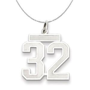 Sterling Silver, Jersey Collection, Medium Number 32 Necklace - 24 In